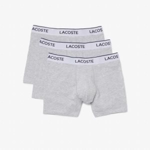 Lacoste 3-Pack Branded Striped Boxers Grey Chine | XGD-798246