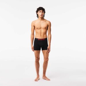 Lacoste 3-Pack x Netflix Jersey Boxers Black / Red / White | ZTX-016592