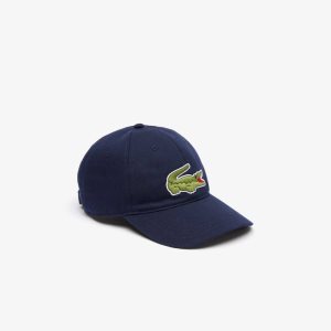 Lacoste Adjustable Organic Cotton Twill Cap Navy Blue | UAI-403861