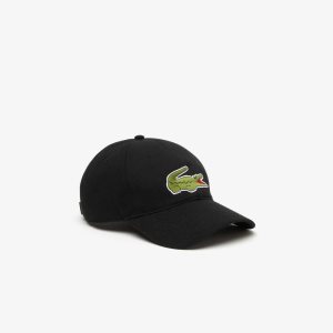 Lacoste Adjustable Organic Cotton Twill Cap Black | XYC-584362