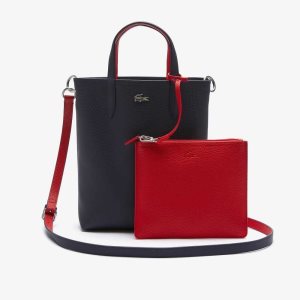 Lacoste Anna Reversible Coated Canvas Tote Bag Marine 166 Rouge 240 | EAR-396478