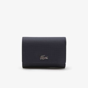 Lacoste Anna Snap Front Wallet Marine 166 Rouge 240 | JVM-107385