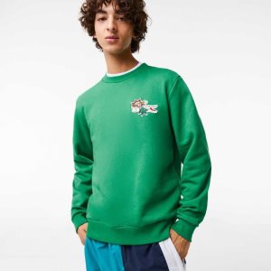 Lacoste Badge Organic Cotton Sweatshirt Green | CPS-184209