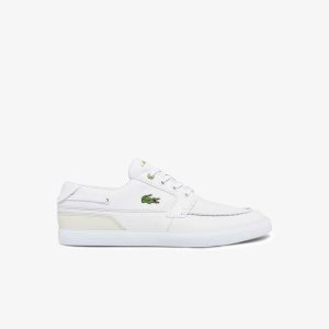 Lacoste Bayliss Deck Leather Boat Shoes Wht/Off Wht | DSP-692748