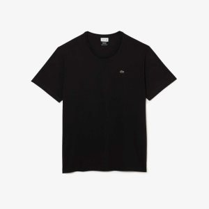 Lacoste Big Fit Crew Neck Cotton Jersey T-Shirt Black | GNO-685143