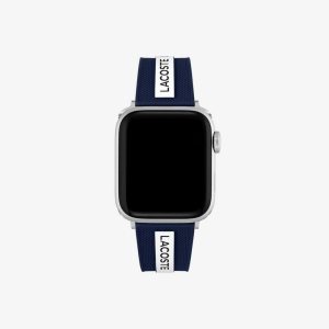 Lacoste Blue Silicone Apple Watch Strap Black | ITF-248937