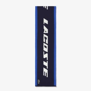 Lacoste Branded Color-Block Scarf Blue / Navy Blue / White | ZLK-415972