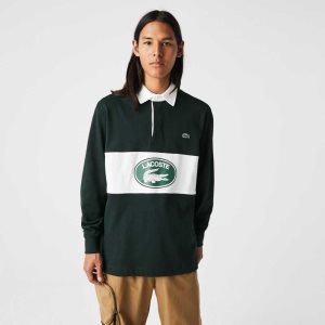 Lacoste Branded Loose Fit Rugby Polo Green | QMH-168230