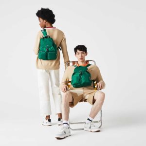 Lacoste Branded Nylon Flap Backpack Estival Blanc | KQN-675041