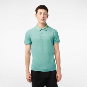 Lacoste Branded Slim Fit Stretch Pique Polo Mint | HQI-194350