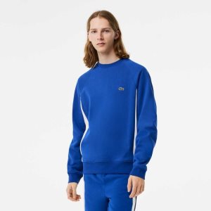 Lacoste Brushed Fleece Colorblock Sweatshirt Blue / Navy Blue / White | BHP-147538