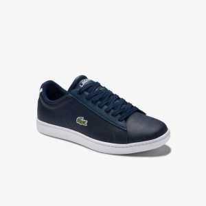 Lacoste Carnaby Evo Mesh-lined Leather Sneakers Nvy | ILP-728401