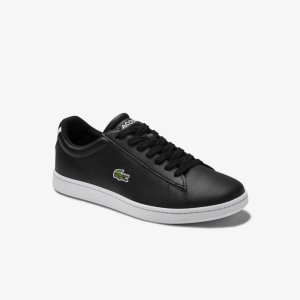 Lacoste Carnaby Evo Mesh-lined Leather Sneakers Blk | MNZ-918765