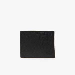 Lacoste Chantaco Pique Leather Three Card Wallet Black | KFU-267894