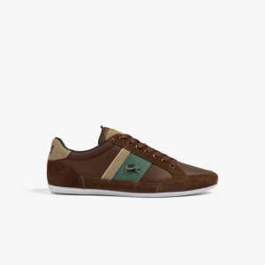 Lacoste Chaymon Leather Sneakers Dk Brw/Dk Grn | TEP-756139