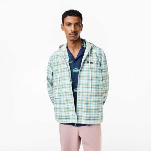 Lacoste Checked Hooded Track Jacket White | XTH-510698