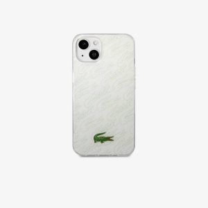 Lacoste Checkerboard Print iPhone 14 Plus Case White | FEC-532419