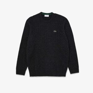 Lacoste Classic Fit Wool Cable Knit Sweater Grey | PBK-613295