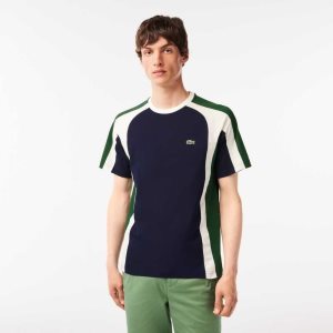 Lacoste Colorblock Cotton Jersey T-Shirt Navy Blue / Green / White | XRQ-694123