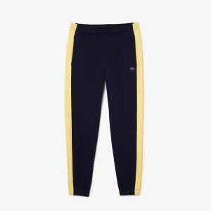 Lacoste Contrast Bands Trackpants Navy Blue / Yellow | THJ-740268