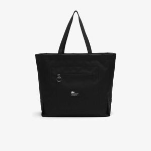 Lacoste Contrast Branding Oversized Tote Bag Noir Patch | EIF-263857