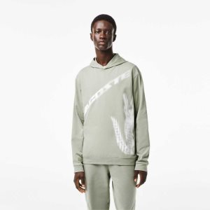 Lacoste Contrast Croc Hoodie Khaki Green | ACG-047913