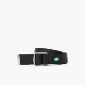 Lacoste Contrast Crocodile Canvas Belt Black | HAQ-750264