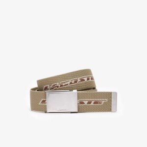 Lacoste Contrast Logo Print Belt Lion Pecan Farine | ZXG-437985