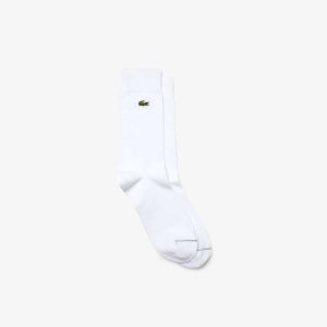 Lacoste Cotton Blend High-Cut Socks White | KPF-642389