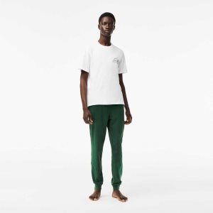 Lacoste Cotton Jersey Pajama Set White / Green | JSG-083914