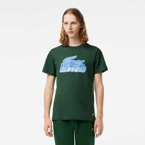 Lacoste Cotton Jersey Print T-Shirt Green | FEA-761395