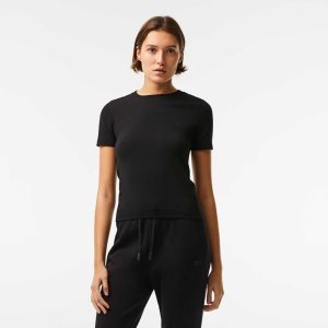 Lacoste Crew Neck Cotton Blend T-Shirt Black | UBT-401675