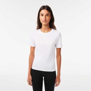 Lacoste Crew Neck Cotton Blend T-Shirt White | IVJ-718320