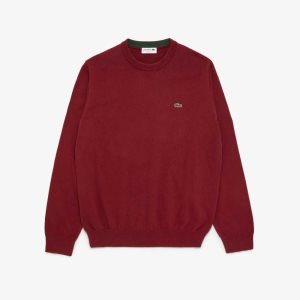 Lacoste Crew Neck Cotton Sweater Bordeaux | EYK-742196