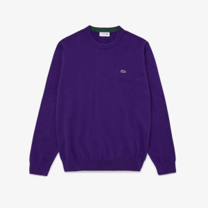 Lacoste Crew Neck Cotton Sweater Purple | AFX-305426