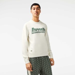 Lacoste Crew Neck Jersey Sweater White / Green | LZO-614278