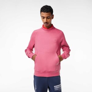 Lacoste Crew Neck Kangaroo Pocket Cotton Blend Sweatshirt Pink | JYZ-247193