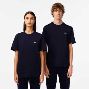 Lacoste Crew Neck Organic Cotton T-Shirt Navy Blue | BRZ-647901