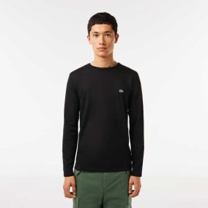 Lacoste Crew Neck Pima Cotton Jersey T-Shirt Black | DSO-765841