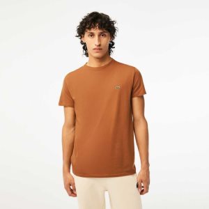 Lacoste Crew Neck Pima Cotton Jersey T-Shirt Light Brown | DZK-394065