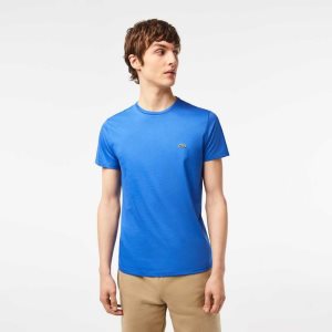 Lacoste Crew Neck Pima Cotton Jersey T-Shirt Blue | GHU-945836