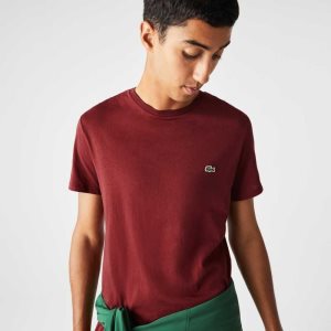 Lacoste Crew Neck Pima Cotton Jersey T-Shirt Bordeaux | MEK-398052