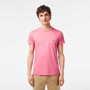 Lacoste Crew Neck Pima Cotton Jersey T-Shirt Pink | NUO-794658