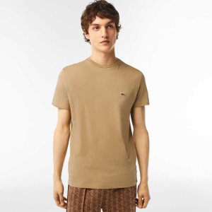 Lacoste Crew Neck Pima Cotton Jersey T-Shirt Beige | ODG-940725