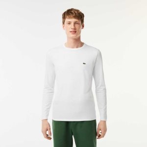 Lacoste Crew Neck Pima Cotton Jersey T-Shirt White | SPG-704158