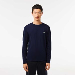 Lacoste Crew Neck Pima Cotton Jersey T-Shirt Navy Blue | UFE-674132