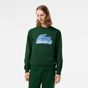 Lacoste Crew Neck Unbrushed Fleece Sweatshirt Green | VDP-437081