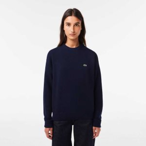 Lacoste Crew Neck Wool Sweater Navy Blue | PTG-473106