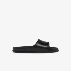 Lacoste Croco 2.0 Logo Strap Slides Blk/Blk | THJ-578641