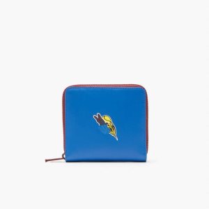 Lacoste Crocodile Badge Zip Wallet Marina | FAL-051297